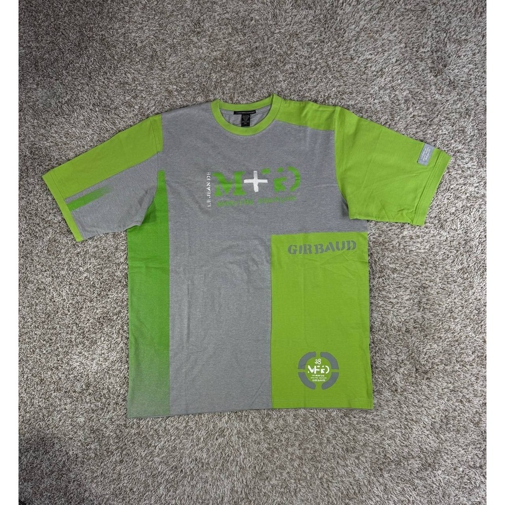 Vintage Y2K Marithé François Girbaud Colorblock Green T-Shirt Size 2XL Hip Hop